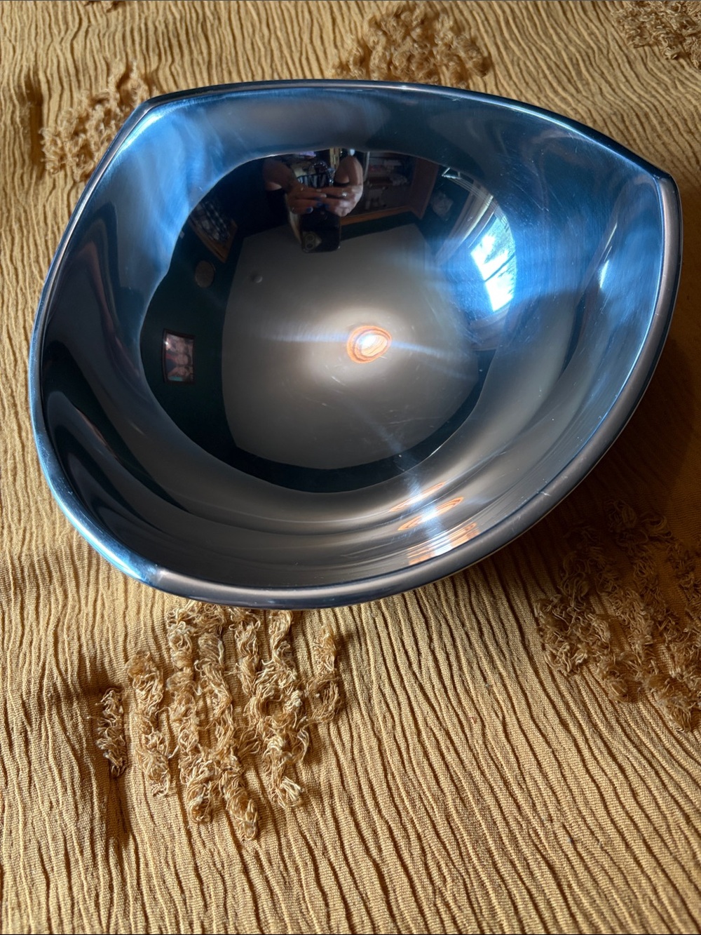 Nambe 527 Tri Corner Bowl Sculptural Metal Dish Decor‎ Mid Century Modern 9.5"